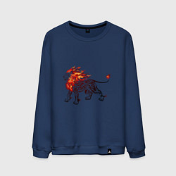 Свитшот хлопковый мужской Огненный лев, цвет: тёмно-синий