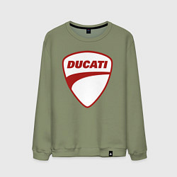 Свитшот хлопковый мужской Ducati Logo Дукати Лого Z, цвет: авокадо