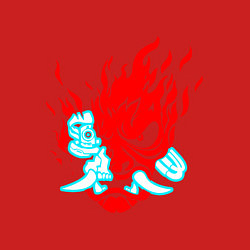 Свитшот хлопковый мужской Cyberpunk neon samurai, цвет: красный — фото 2