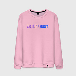 Свитшот хлопковый мужской Valheim круче Rust, цвет: светло-розовый
