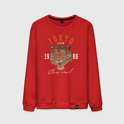 Свитшот хлопковый мужской Tokio Tiger 1986, цвет: красный