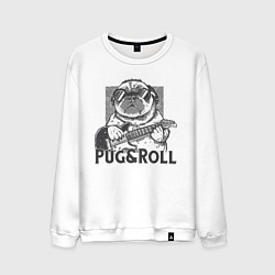 Свитшот хлопковый мужской Pug & Roll, цвет: белый