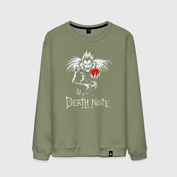 Свитшот хлопковый мужской DEATH NOTE ТЕТРАДЬ СМЕРТИ, цвет: авокадо