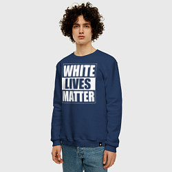 Свитшот хлопковый мужской White lives matters, цвет: тёмно-синий — фото 2