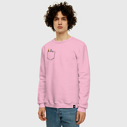 Свитшот хлопковый мужской Дарк соулс карман, цвет: светло-розовый — фото 2