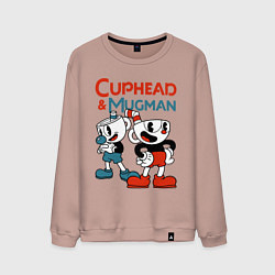 Свитшот хлопковый мужской Cuphead & Mugman, цвет: пыльно-розовый