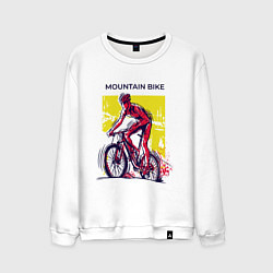 Свитшот хлопковый мужской Mountain Bike велосипедист, цвет: белый