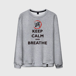 Свитшот хлопковый мужской KEEP CALM and BREATHE, цвет: меланж