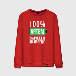 Свитшот хлопковый мужской 100% Артем, цвет: красный