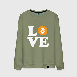 Свитшот хлопковый мужской LOVE BITCOIN БИТКОИН БИТОК, цвет: авокадо