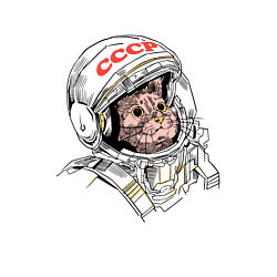 Свитшот хлопковый мужской СССР Кот космонавт, цвет: белый — фото 2
