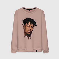 Свитшот хлопковый мужской 21 Savage, цвет: пыльно-розовый