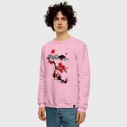Свитшот хлопковый мужской Рисунок Сакура, цвет: светло-розовый — фото 2