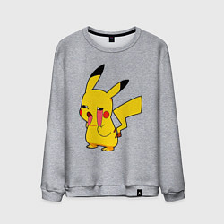 Свитшот хлопковый мужской Уставший Пикачу, цвет: меланж