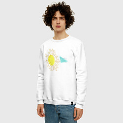 Свитшот хлопковый мужской Лето,цветок и птица Арт-лайн, цвет: белый — фото 2