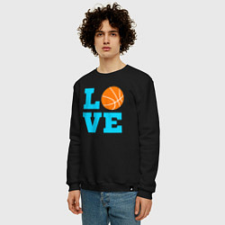 Свитшот хлопковый мужской Love basketball, цвет: черный — фото 2