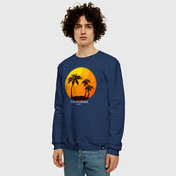Свитшот хлопковый мужской Лето, пальмы, Калифорния, цвет: тёмно-синий — фото 2