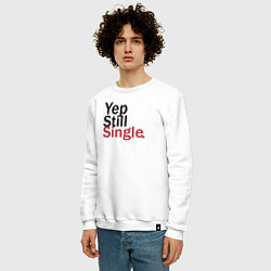 Свитшот хлопковый мужской Yep, Still & Single, цвет: белый — фото 2