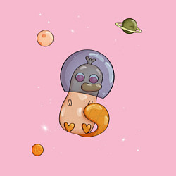 Свитшот хлопковый мужской Утконос и космос, цвет: светло-розовый — фото 2
