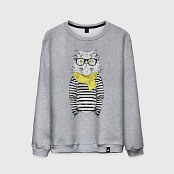 Свитшот хлопковый мужской Hipster Cat, цвет: меланж