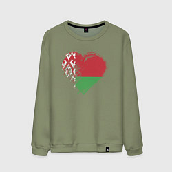 Свитшот хлопковый мужской Сердце Беларуси, цвет: авокадо