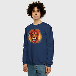 Свитшот хлопковый мужской Лев акварельный, цвет: тёмно-синий — фото 2