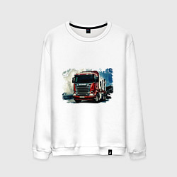 Свитшот хлопковый мужской SCANIA Дальнобой, цвет: белый