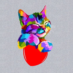 Свитшот хлопковый мужской РАДУЖНЫЙ КОТИК RAINBOW KITTY, цвет: меланж — фото 2