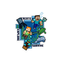 Свитшот хлопковый мужской Майнкрафт Под водой, цвет: белый — фото 2