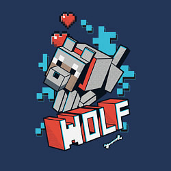 Свитшот хлопковый мужской Майнкрафт Волк, Minecraft Wolf, цвет: тёмно-синий — фото 2