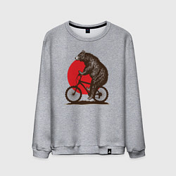 Свитшот хлопковый мужской Медведь на велосиеде, цвет: меланж