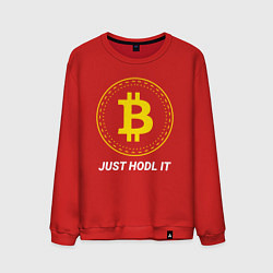 Свитшот хлопковый мужской Just Hodl It - Биткойн, цвет: красный