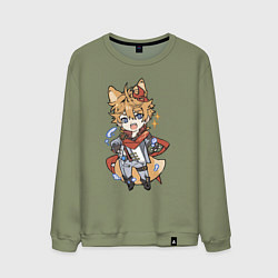 Свитшот хлопковый мужской Лисёнок Тарталья, цвет: авокадо