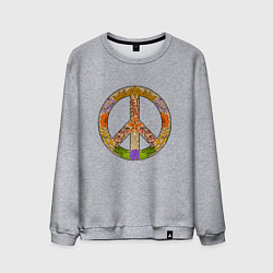 Свитшот хлопковый мужской Peace and flowers, цвет: меланж