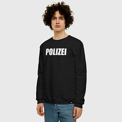 Свитшот хлопковый мужской POLIZEI Полиция Надпись Белая, цвет: черный — фото 2