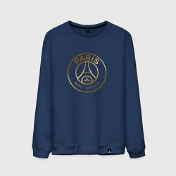 Свитшот хлопковый мужской PSG GOLD LOGO ПСЖ ЗОЛОТО, цвет: тёмно-синий