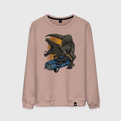 Свитшот хлопковый мужской Спинозавр, цвет: пыльно-розовый