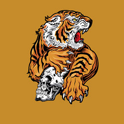 Свитшот хлопковый мужской Tiger Skull, цвет: горчичный — фото 2