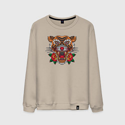 Свитшот хлопковый мужской Tiger Roses, цвет: миндальный