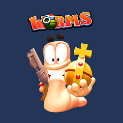 Свитшот хлопковый мужской Worms-3D, цвет: тёмно-синий — фото 2