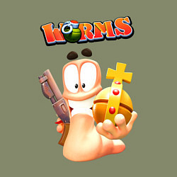 Свитшот хлопковый мужской Worms-3D, цвет: авокадо — фото 2