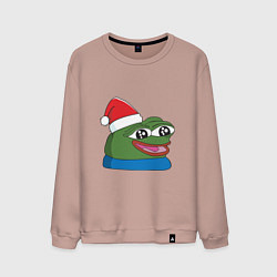 Свитшот хлопковый мужской Pepe, pepe happy, Пепе хеппи, pepe happy new year, цвет: пыльно-розовый