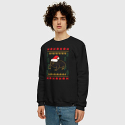 Свитшот хлопковый мужской Рождественский свитер Жаба, цвет: черный — фото 2
