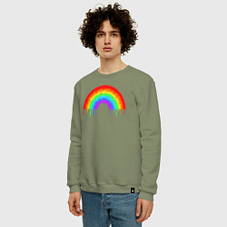 Свитшот хлопковый мужской Colors of rainbow, цвет: авокадо — фото 2
