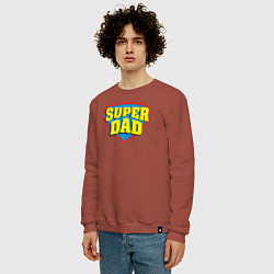 Свитшот хлопковый мужской Супер отец, цвет: кирпичный — фото 2