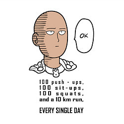 Свитшот хлопковый мужской Список тренировки Сайтама One Punch-Man, цвет: белый — фото 2