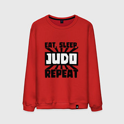 Свитшот хлопковый мужской Eat, Sleep, Judo, Repeat, цвет: красный