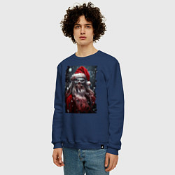 Свитшот хлопковый мужской Дед Мороз - зомби, цвет: тёмно-синий — фото 2