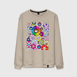 Свитшот хлопковый мужской Field of Flowers Мураками, цвет: миндальный