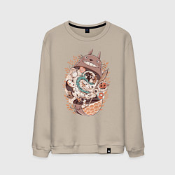 Свитшот хлопковый мужской Тоторо - матрёшка, цвет: миндальный